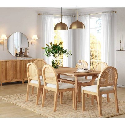 Nathan James Set of 6 Bailey Boucle Dining Chair Warm Pine