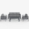 LayinSun Outdoor Aluminum Furniture Set, 4 Pieces Patio Sectional Conversation Chat Sofa Modern Seating Set with Coffee Table - 2 of 4