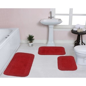 Radiant Bathroom Rugs Set, Washable Rug, Extra Soft and Absorbent bath Rug, Kitchen Mat, Bath Mat Set, Bath Floor Mat Non-Slip, 3 Pcs Set, Red - 1 of 4