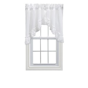 Ellis Curtain Madelyn Ruflled Victorian 1.5" Rod Pocket Swag for Windows Lace Edge 82" x 38" White - 1 of 4