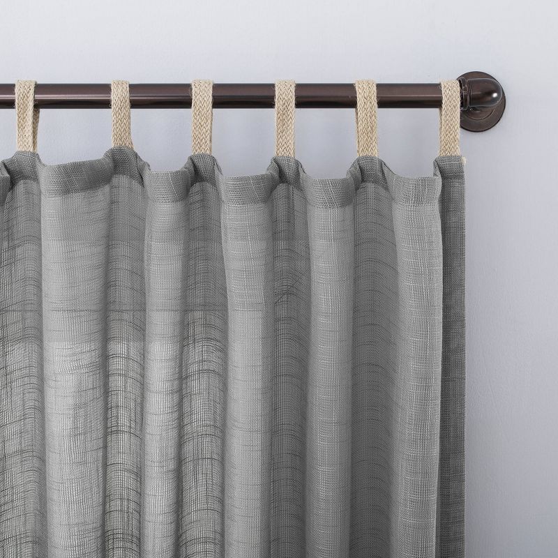 Ceri Linen Textured Jute Tabs Semi-Sheer Curtain Panel - No. 918, 2 of 7