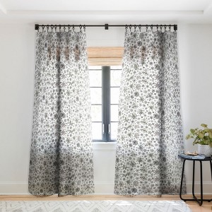 Ninola Design Winter Stars Snowflakes Gray 50" x 64" Single Panel Sheer Window Curtain - Deny Designs - 1 of 4