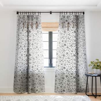 Ninola Design Winter Stars Snowflakes Gray 50" x 64" Single Panel Sheer Window Curtain - Deny Designs