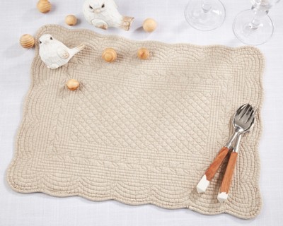 Taupe Quilted Cotton Rectangle Placemats Set of 4