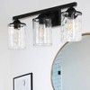 DORESshop 23.2 in. 3-Light Matte Black Linear Classic Modern Bathroom Vanity Light Wall Light with Clear Hammered Glass Shades - 2 of 4
