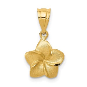 Black Bow Jewelry 14k Yellow Gold 10mm Satin Plumeria Blossom Pendant - 1 of 4