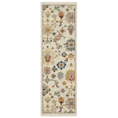 Oriental Weavers Lucca 5507W Ivory/ Multi Indoor Area Rug - 2' x 6'