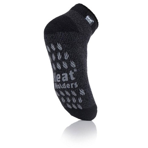 Men s Big Tall Twist Ankle Slipper Socks Size Men s 13 15 Black With Charcoal Grip