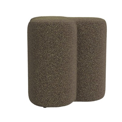 Dark Brown Boucle Square Accent Ottoman with Foam Frame