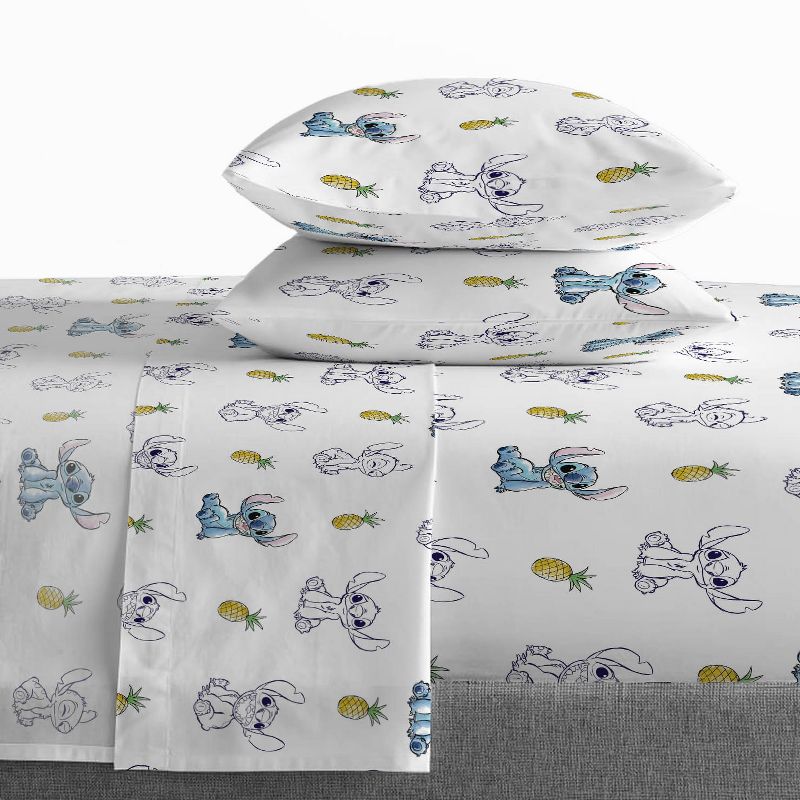 Saturday Park Disney Lilo & Stitch Watercolor Vibes 100% Organic Cotton Bed Set, 6 of 10