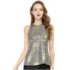 INSPIRE CHIC Women's Party Shiny Sleeveless Keyhole Back Club Metallic Tank Top - 3 of 4