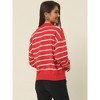 Seta T Women's Fall Casual Striped Long Sleeve Polo V Neck Pullover Drop Shoulder Knitted Sweater Tops - 4 of 4