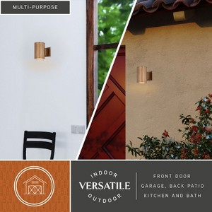 VAXCEL Chiasso Aluminum Cylinder Outdoor Wall Light Lantern Clear Glass, Warm Brass, 7.25 inch - 1 of 4