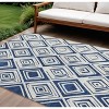 Navy Blue And Ivory Geometric Washable Indoor Outdoor Area Rug - 2 of 4