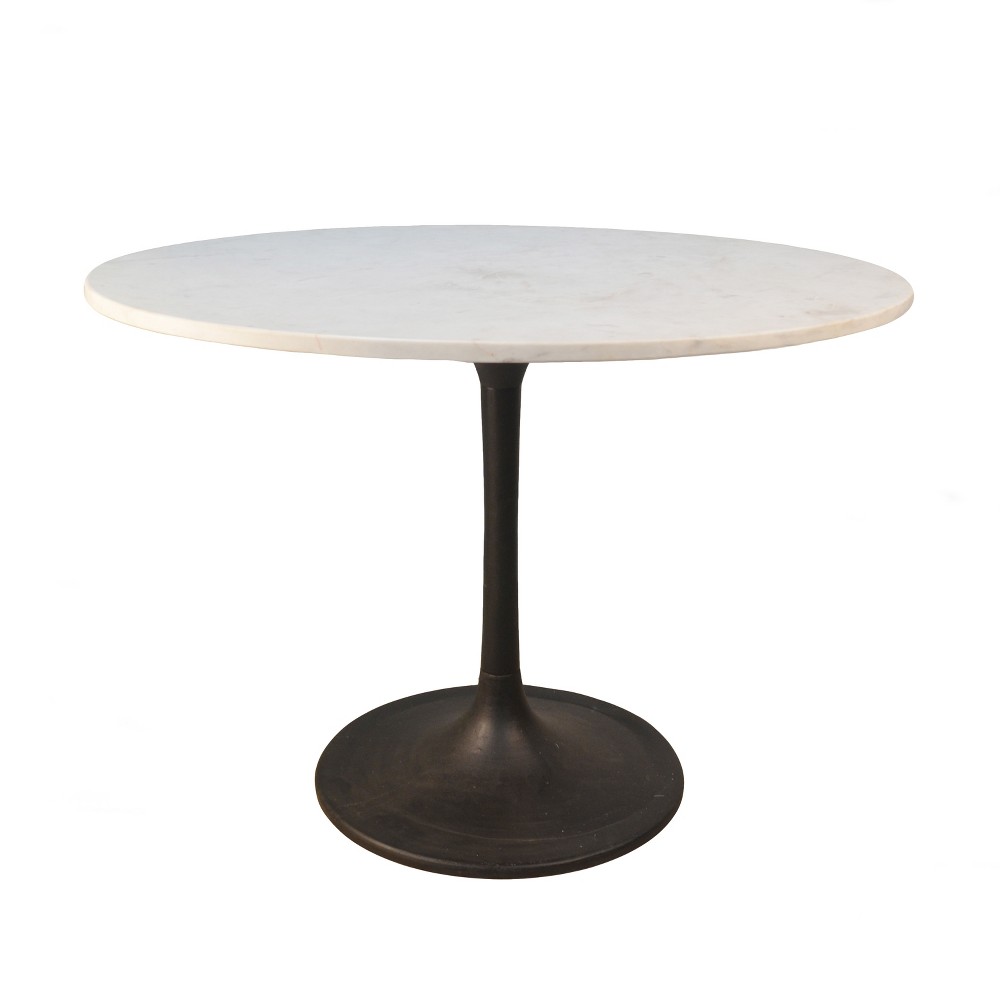 Photos - Dining Table Carolina Living 40" Zaha Round Marble Top  Black/White: Pedest