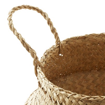 Medium Natural Woven Seagrass Belly Basket with Handles