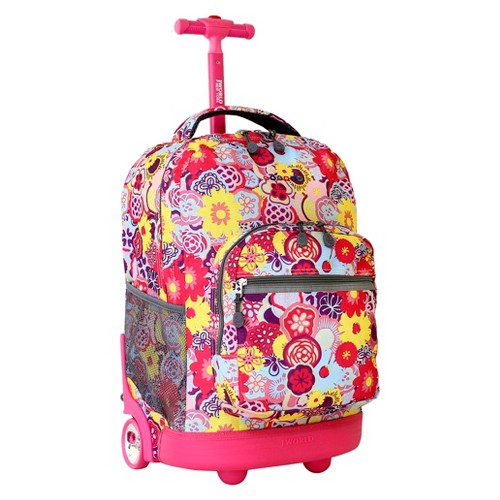 'J World 18'' Sunrise Rolling Backpack - Poppy Pansy, Girl's, Size: Small'