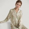 Anna-Kaci Lounge Women's Woven Floral Long Sleeve Button Down Pajama Set with Wide Leg Pants and Relaxed Fit - 4 of 4