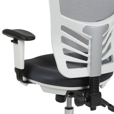 Ergonomic Mid-Back Mesh Executive Chair with Swivel & Adjustable Arms in Gray and White