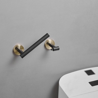 Gold and Black Stainless Steel Pivoting Toilet Paper Holder