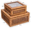 Storied Home Woven Wood and Rattan Display Boxes with Glass Lids, Set of 2 - 2 of 4