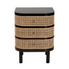 bali & pari Nabila Modern Bohemian Black Bayur Wood and Natural Rattan 3-Drawer End Table Nightstand - 4 of 4