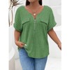Coolmee Women's Plus Size Top Short Sleeve Blouses Zip-up V Neck Top Womens Casual Work Shirt - 2 of 3