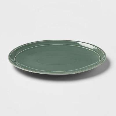 14" x 11" Porcelain Courtland Serving Platter Green - Threshold™