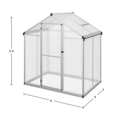 4ft x 6ft Aluminum Frame Walk-In Greenhouse with Polycarbonate Panels