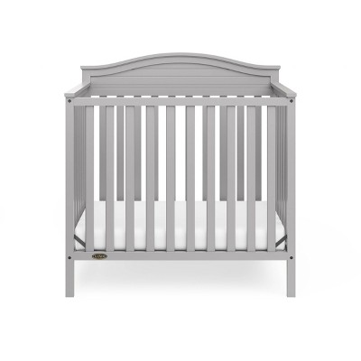 Pebble Gray Pine Wood Mini Convertible Crib with Memory Foam Mattress