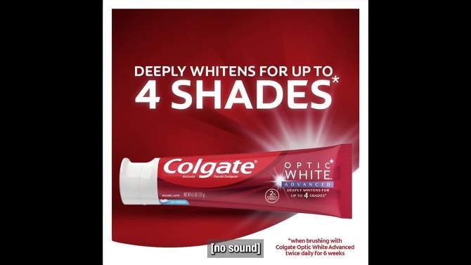 Colgate Optic White Advanced Whitening Toothpaste - Icy Fresh - 3.2oz, 2 of 11, play video