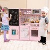Costway Kid's Pretend Play Kitchen Toddler Kitchen Playset with Blackboard Pink/White/Light Pink/Beige - 2 of 4