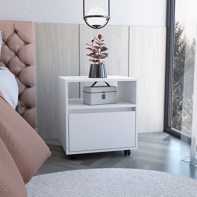 Vynxaria Nightstand Munyochi, One Drawer, White Finish