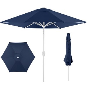 blue patio umbrella with white pole 9ft Striped Wooden Market Pulley for Outdoor Pool Terrace and Cafe Large Garden Parasol : Patio, Lawn & Garden The California Umbrella trademark is immediately recognised for its standard in engineering and innovation among all brands in the United States Best Choice Products 7.5ft Patio