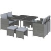 Resenkos 9 Piece Outdoor Rattan Wicker Dining Table and Chairs Furniture Set, Cushions, Mixed Gray And Gray - 2 of 4