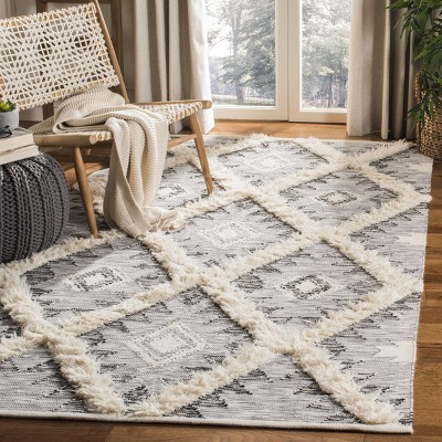 Charcoal and Ivory Hand-Knotted Wool 8' x 10' Area Rug