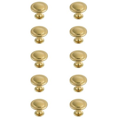 Elegant Lighting Logyn 1.3Inch Diameter Brushed Gold Mushroom Knob Multipack (Set of 10)