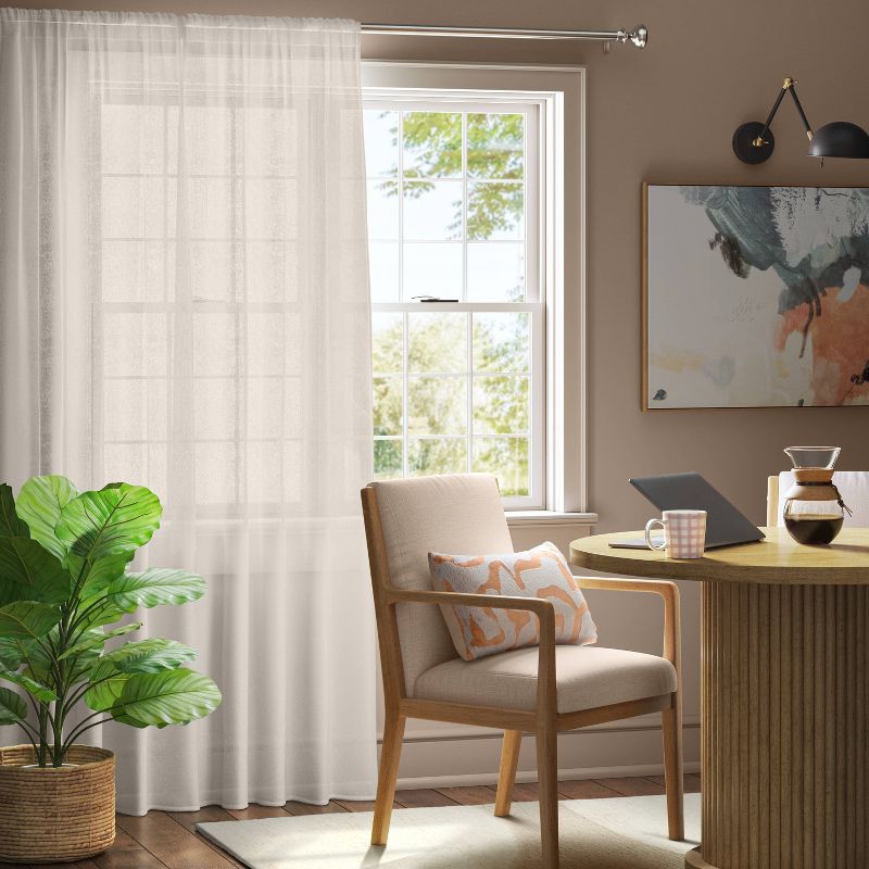Light Filtering Textural Sheer Curtain Panel Ivory - Threshold™, 3 of 6