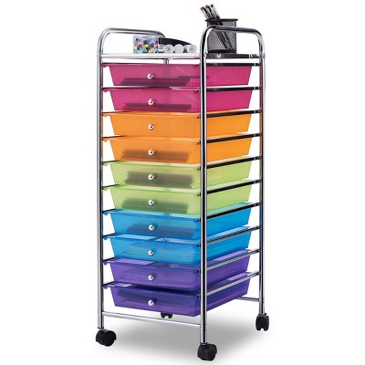 Costway 10 Drawer Rolling Storage Cart Scrapbook Paper Office School Organizer Color