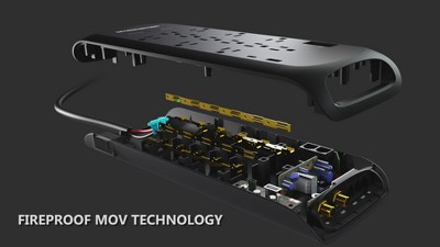 Monster 6ft Black Heavy Duty Power Strip with 6 Outlets and USB Ports