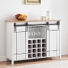 Garvee Elegant Farmhouse Wine Bar Cabinet with Sliding Barn Door – 47" Kitchen Coffee Bar with 16 Wine & Glass Racks - 4 of 4