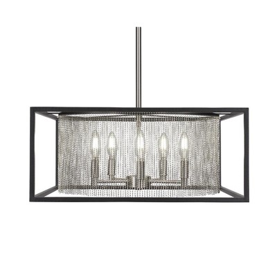 Toltec Lighting Cadina 5 - Light Chandelier in  Matte Black/Brushed Nickel