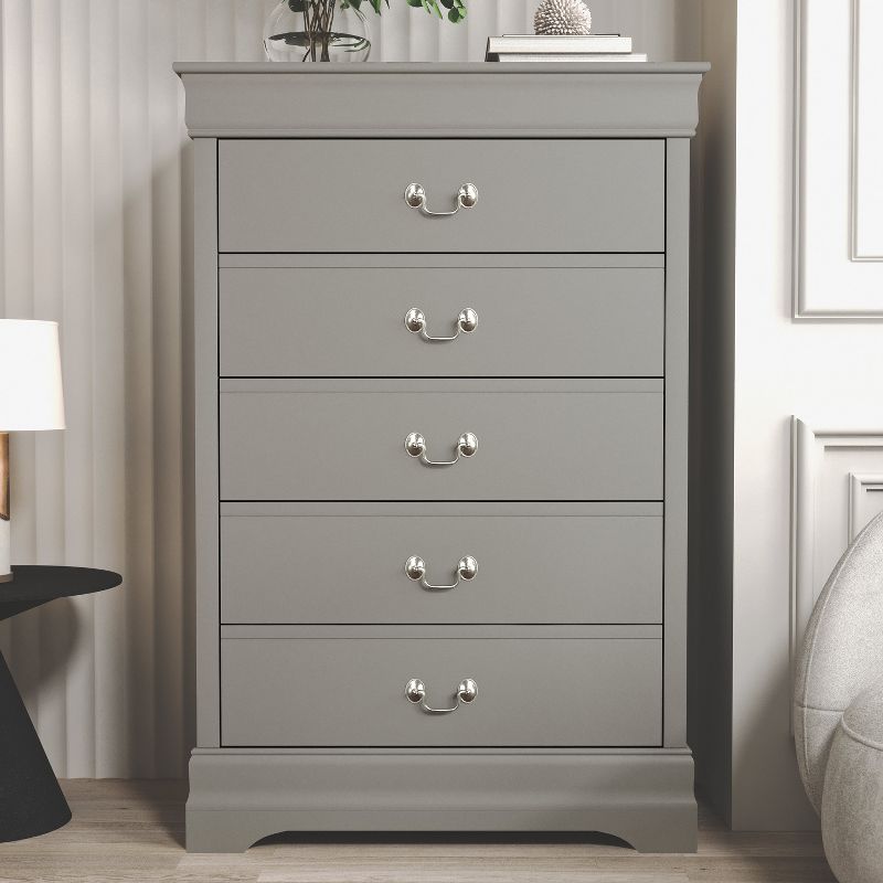 Galano Ireton 5-Drawer Chest of Drawers (46.7 in. × 15.7 in. × 31.2 in.) in White, Black, Gray, 1 of 17