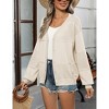 Womens Cardigan Casual Long Sleeve Lightweight Crochet Shrug V Neck Tops Button Down Soft Knit Sweater - 2 of 4