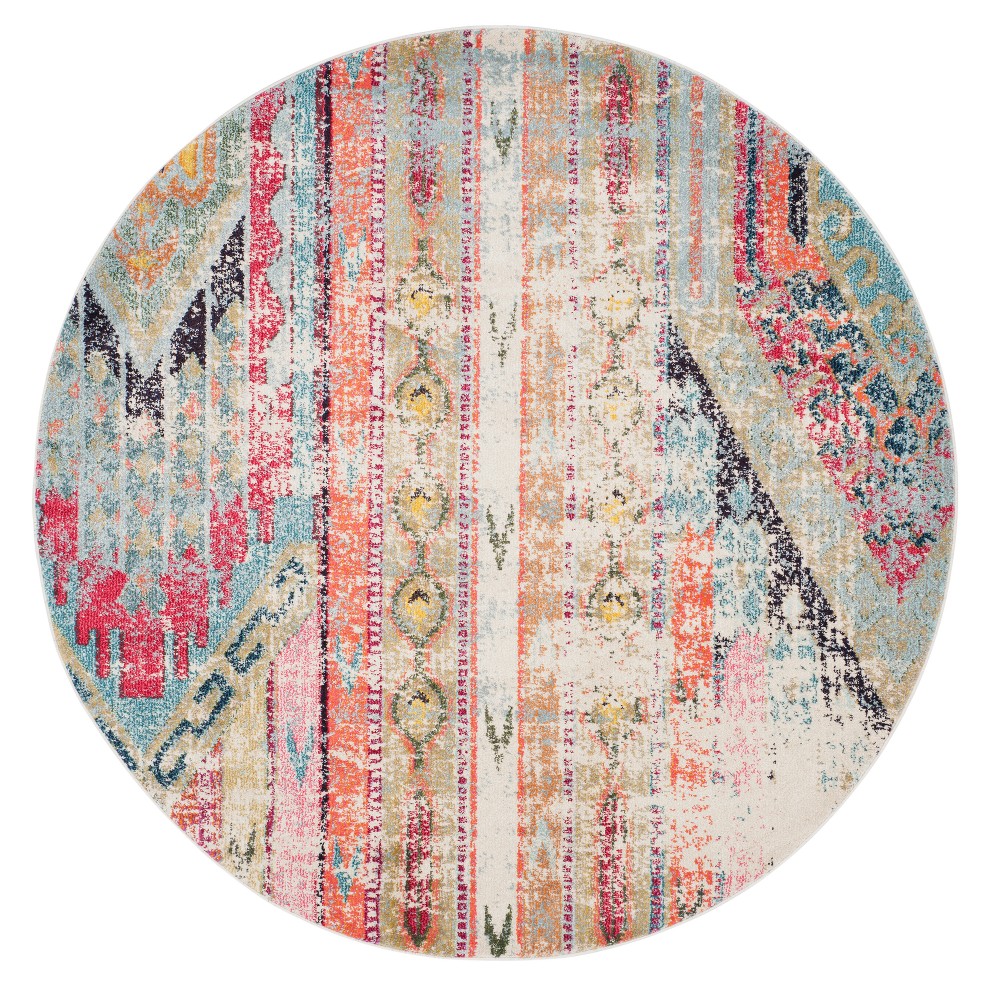 5'x5' Round Bridget Geometric Loomed Accent Rug Multi Round - Safavieh