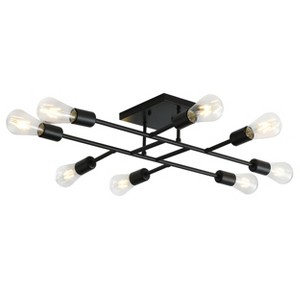 Dewdrop 8-Light Modern Flush Mount Ceiling Light, Black Industrial Crossbar Fixture for Living Room - 1 of 4