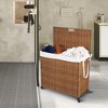 18.3"Laundry Hamper With Lid PE Rattan Powder Coating Frame Clothes Hampers with 02 Removable Bags,Brown - 3 of 4