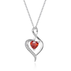 HONGGE Sterling Silver Heart Pendant Necklace with Red CZ & Gift Box, Eternal Rose Jewelry for Women - 1 of 4