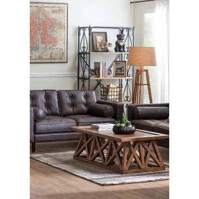 Mariner Adjustable Wood Tripod Floor Lamp with Burlap Shade