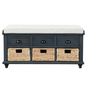 Vynxaria Rustic Storage Bench with 3 Drawers & 3 Baskets, Multi-Functional Shoe Bench for Living Room, Entryway - 1 of 4